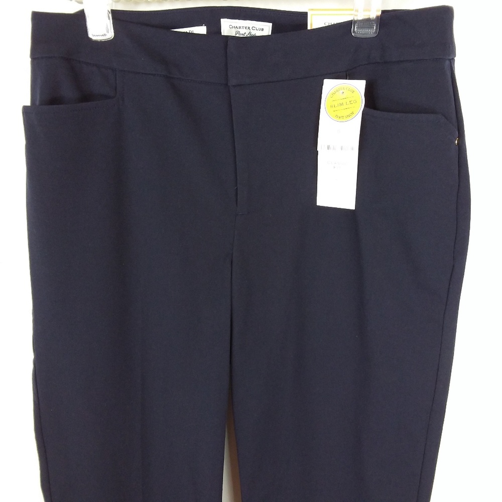Charter Club Pants Slim Leg Navy New -4/ZZ